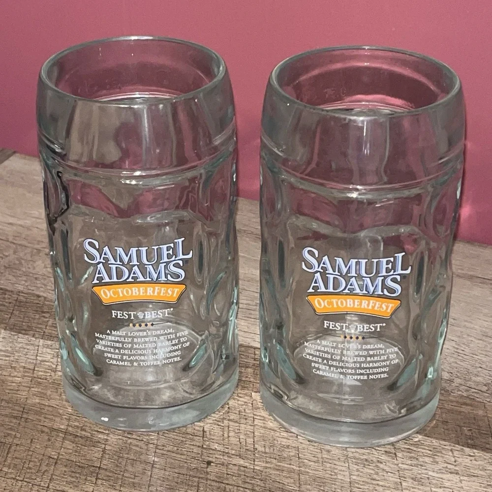 Samuel Adams Dimpled Octoberfest‎ Glass Beer Stein Mug .5 Liter -Set of 2-
